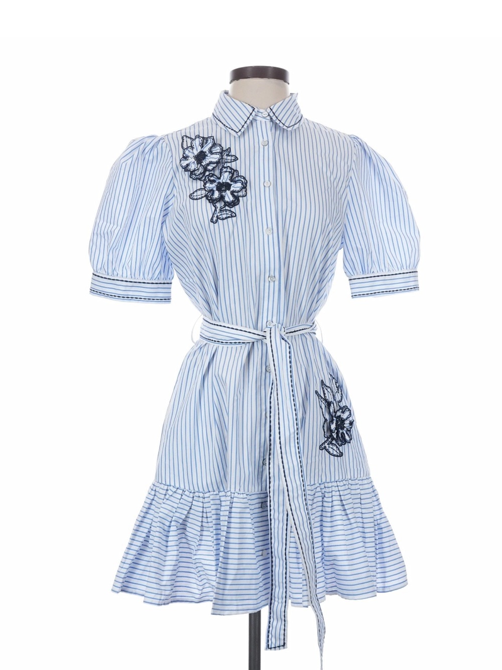 Cinq a Sept Zadie Floral embroidered pinstriped Mini Dress